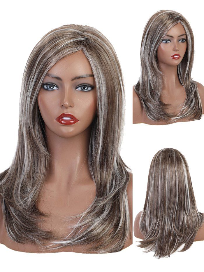 

Side Part Natural Mixed Layer Long Curly Synthetic Wig, Multi