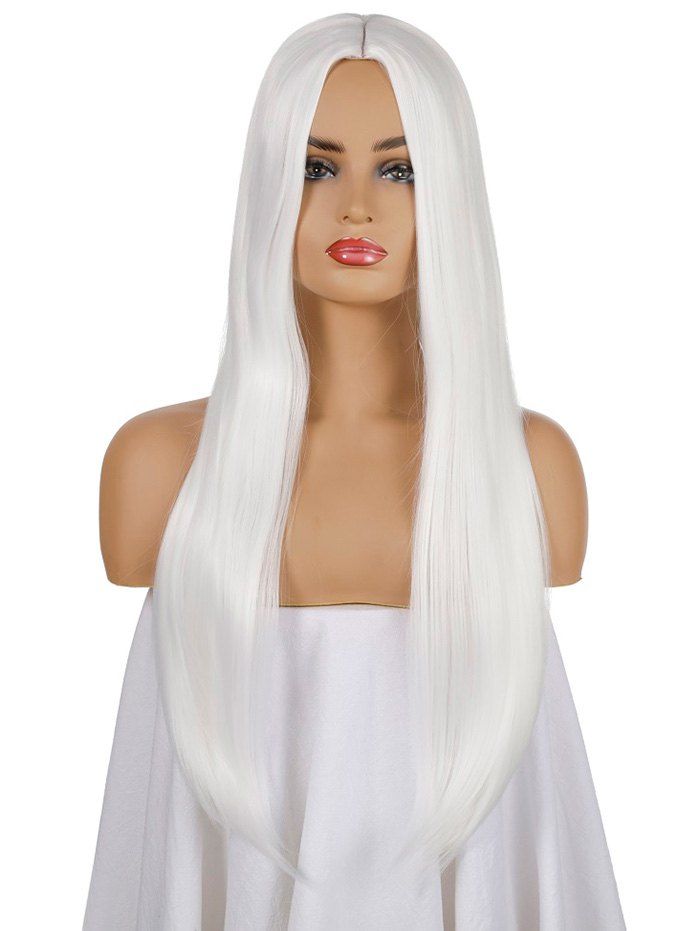 

Halloween Gothic Long Straight Center Part Synthetic Wig, White