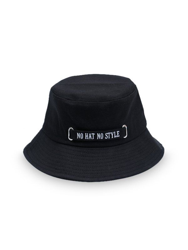 

Casual Embroidery Letter Bucket Hat, Black