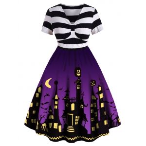 

Plus Size Halloween Vintage Pin Up Dress, Purple