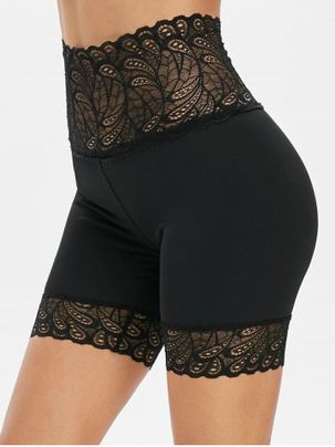 Lace Panel Short Leggings