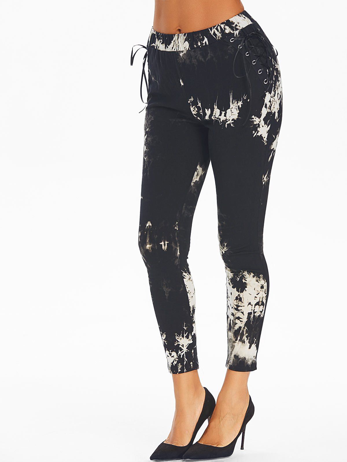 

Tie Dye Skinny High Waist Pants, Black