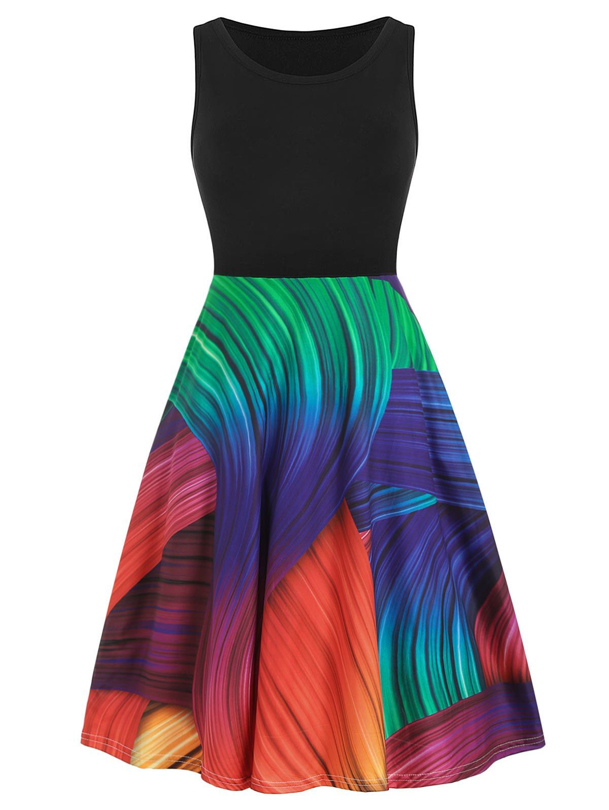 

Floral Print Sleeveless Scoop Neck Dress, Multi-b
