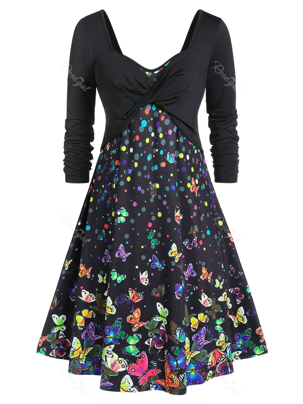 butterfly long sleeve dress