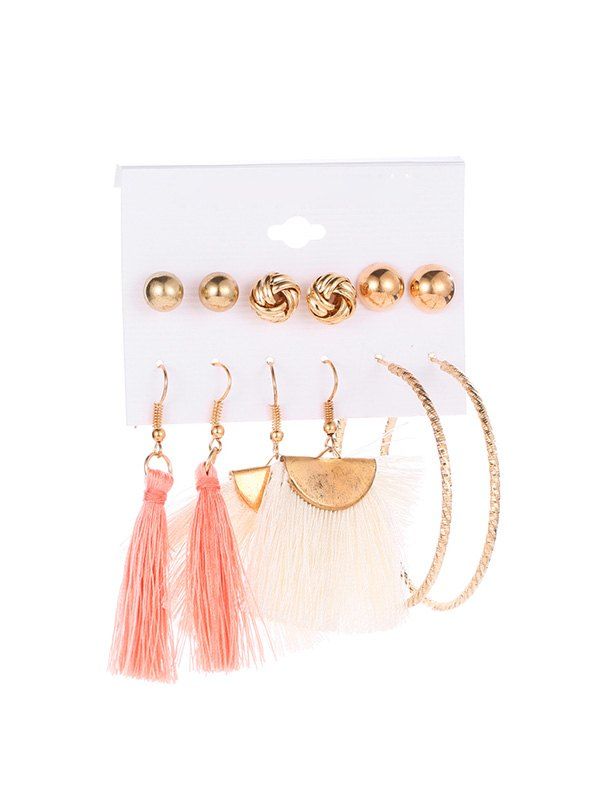 

Metal Circle Tassel Earring Set, Gold