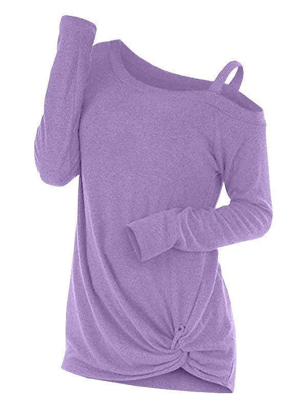 

Knotted Skew Neck Sweater, Crocus purple