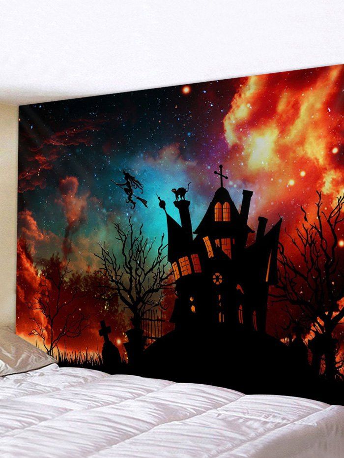 

3D Digital Print Halloween Sky Waterproof Wall Tapestry, Multi