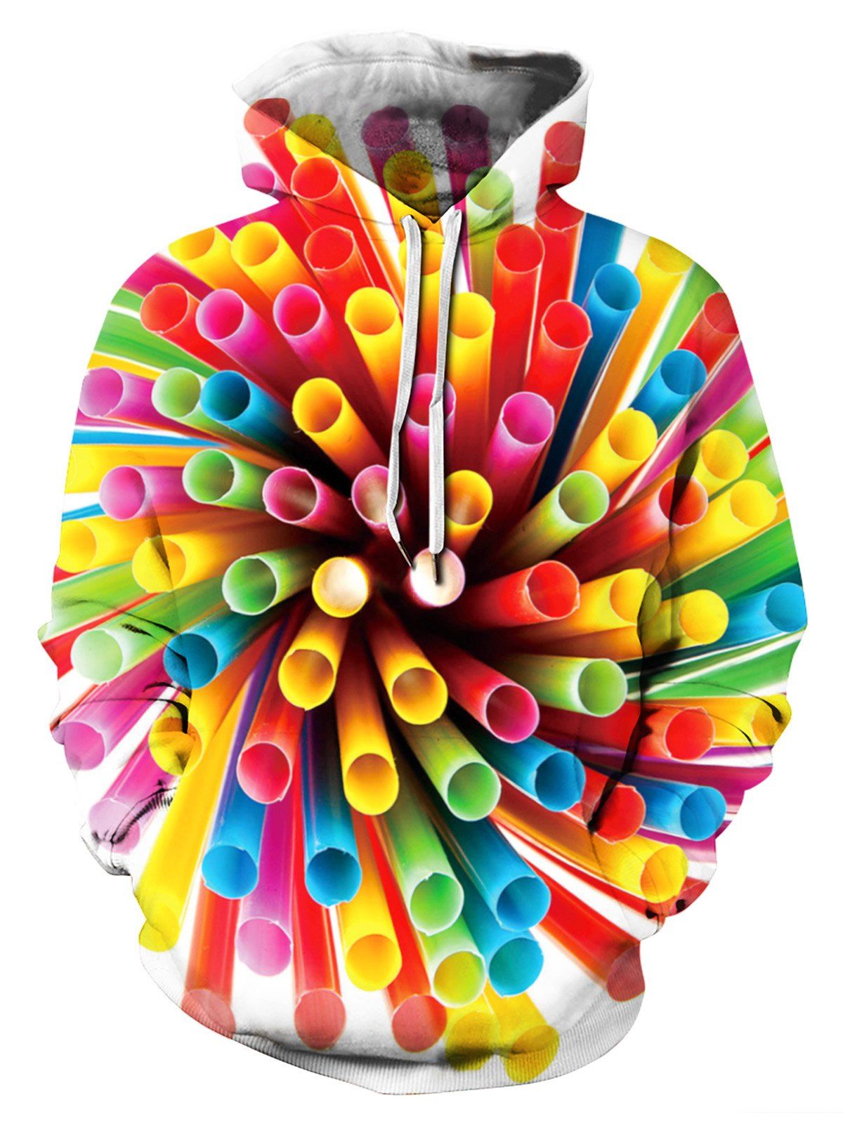

3D Colorful Tube Printed Hoodie, Multi-a