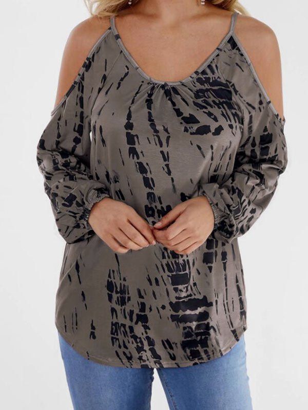 

Tie Dye Long Sleeve Cold Shoulder Top, Coffee