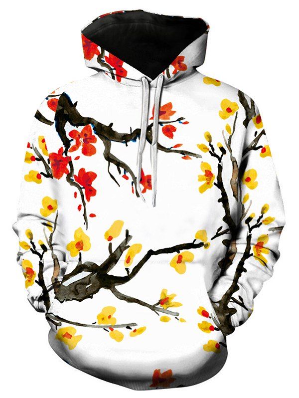 

Wintersweet Printed Casual Long Sleeves Hoodie, White