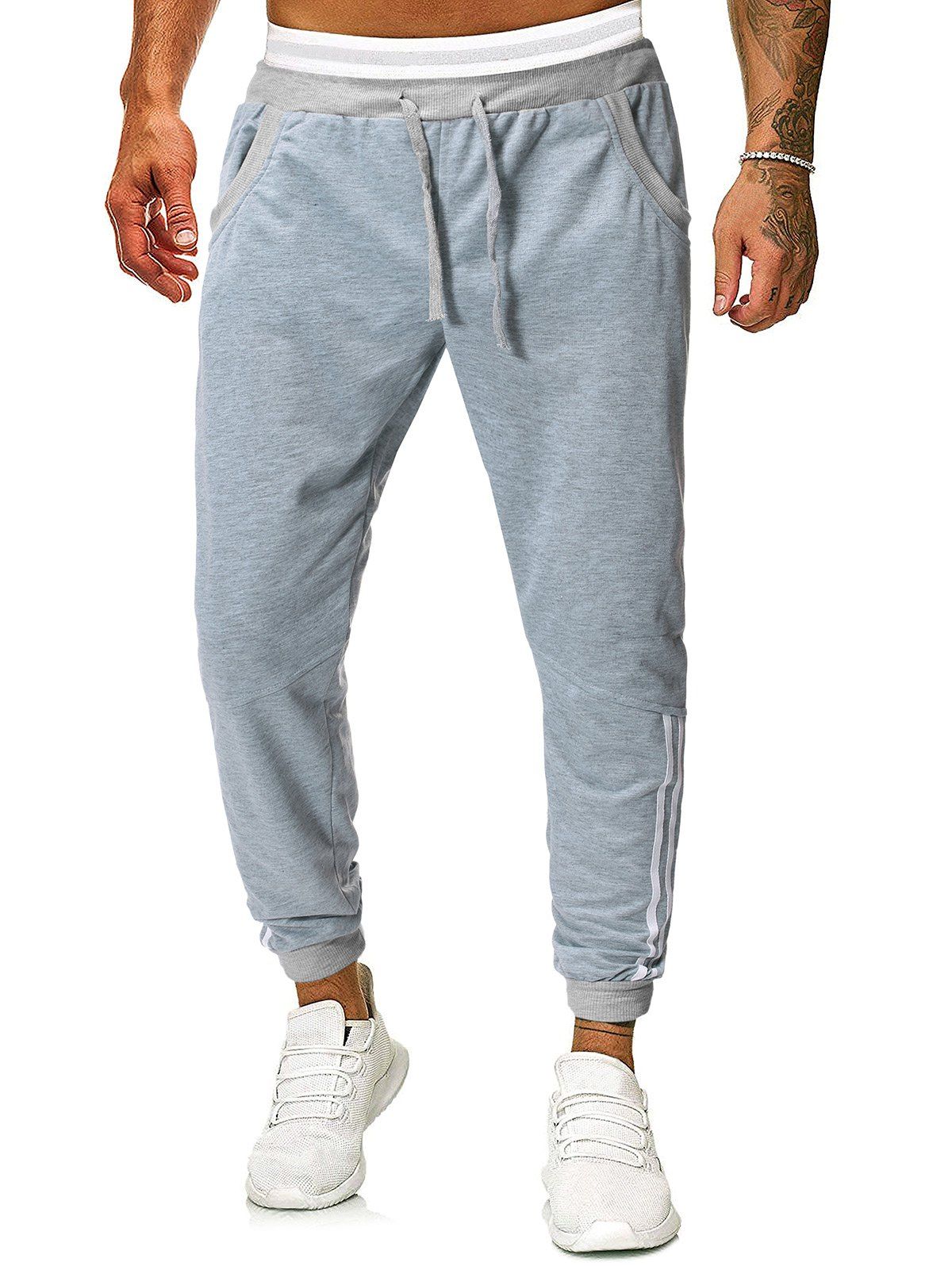 

Contrast Striped Trim Splicing Casual Sport Jogger Pants, Multi