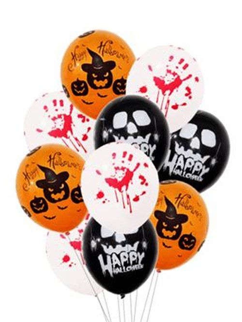 36 X Halloween Balloons Orange Black Printed Skeleton Pumpkin Party Decorations