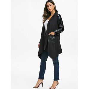 

Solid Open Front Pocket Coat, Black