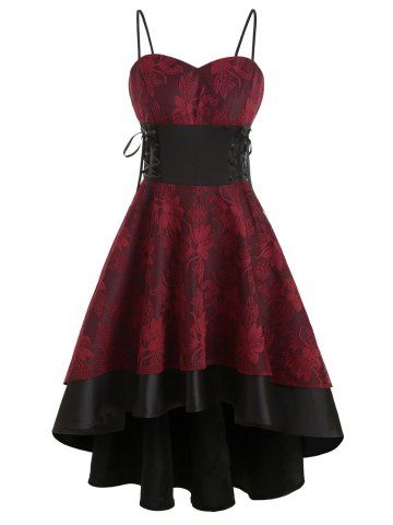 rosegal Lace Up Empire Waist Dip Hem Party Dress