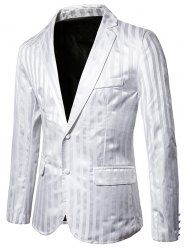 Vertical Striped Single Breasted Notch Lapel Blazer -  