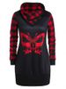 Plus Size Tunic Butterfly Print Checked Panel Sweatshirt -  