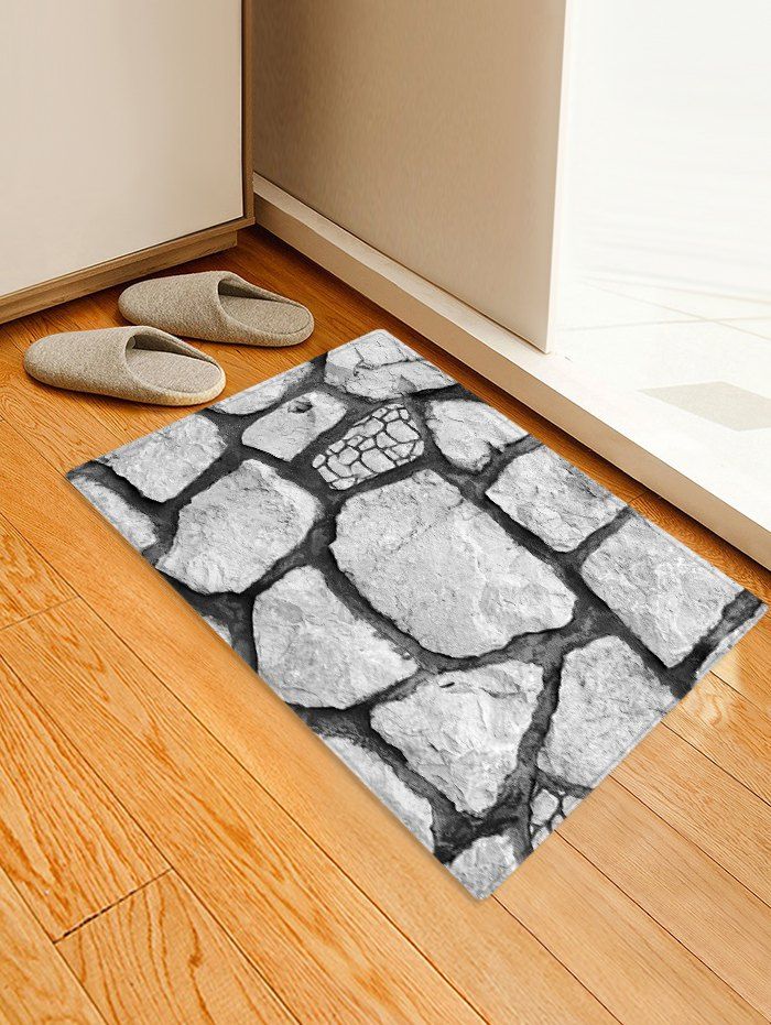 

Rock Stone 3D Printed Floor Rug, Cool white