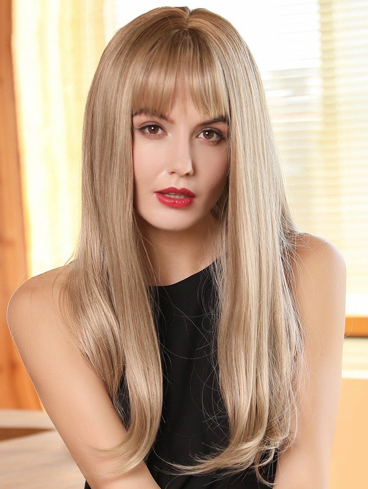 [42% OFF] See-through Bang Long Straight Ombre Synthetic Wig | Rosegal