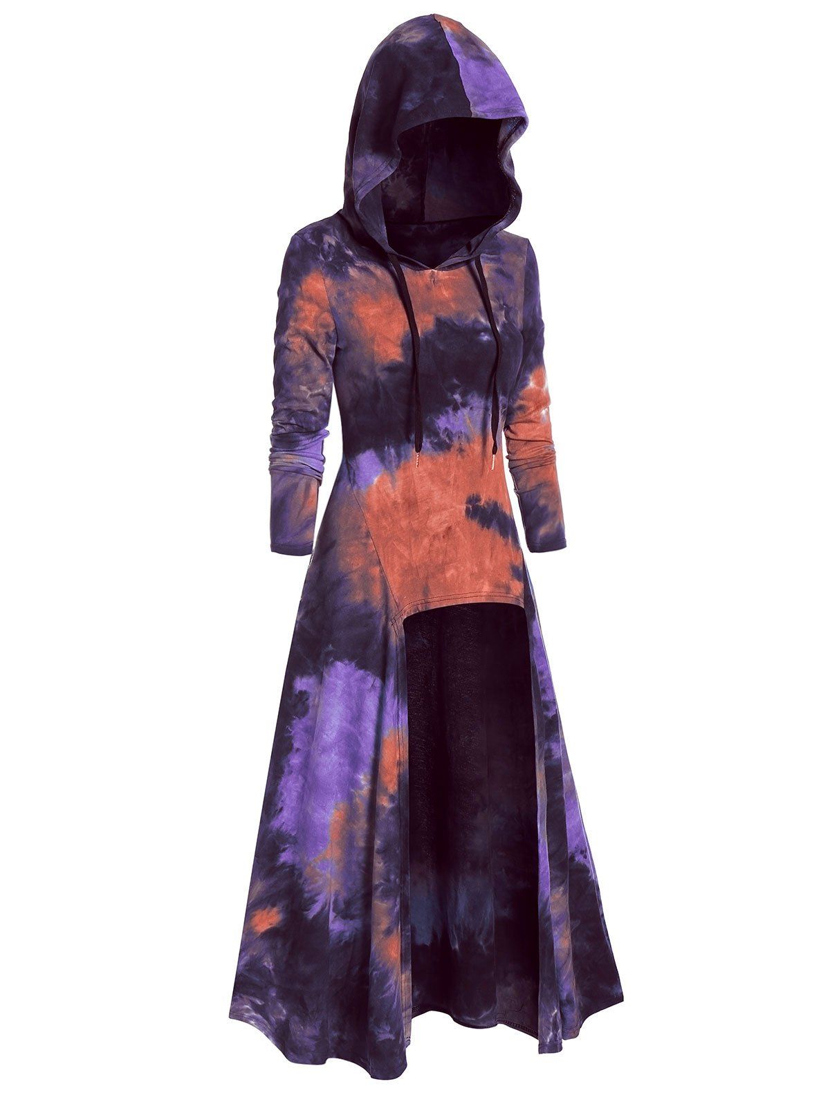 

Hooded Longline Tie Dye T Shirt, Sunrise orange