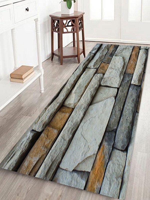 

Brick Wall 3D Printed Floor Rug, Jet gray