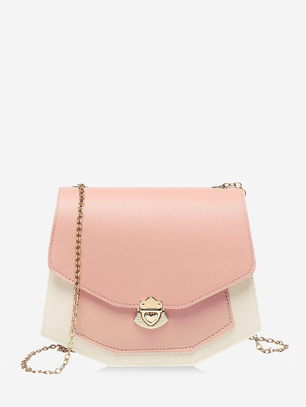 

Color Block Chain Strap Crossbody Bag, Pink