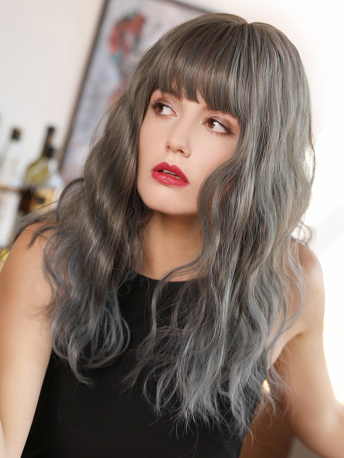 

Neat Bang Gradient Long Wave Synthetic Wig, Multi