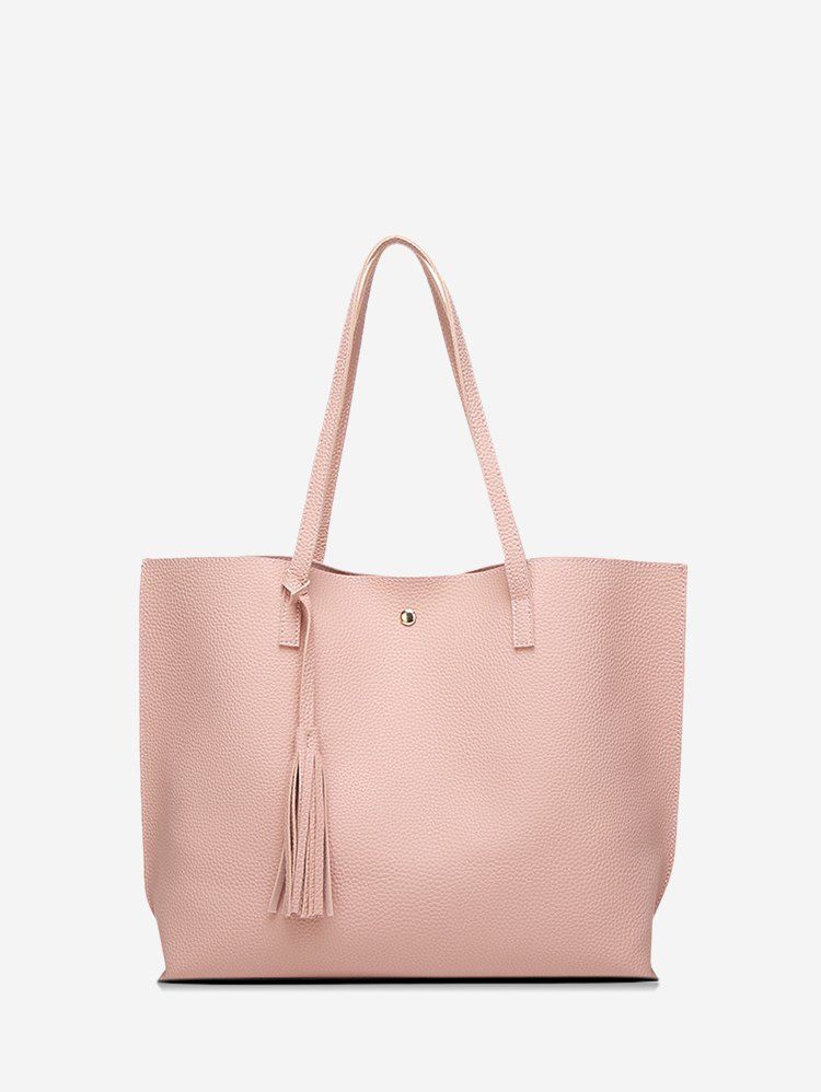 

Solid Color Large Capacity Shoulder Bag, Pink