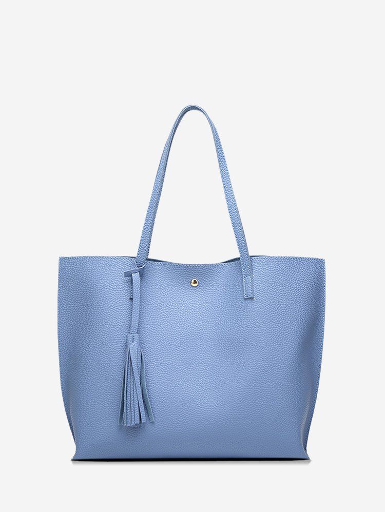 

Solid Color Large Capacity Shoulder Bag, Sky blue