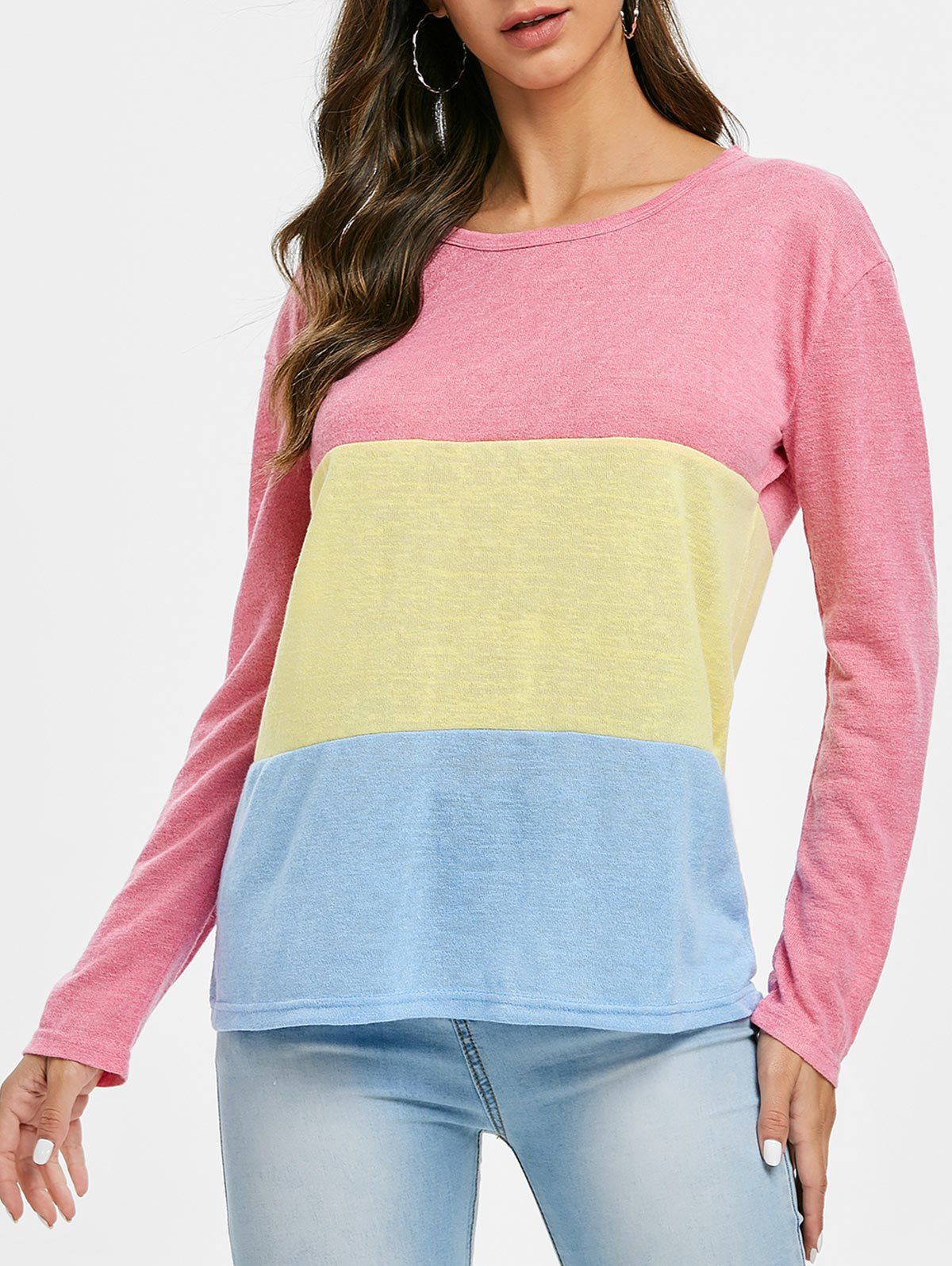 

Color Block Three Tone Knitted Top, Multi