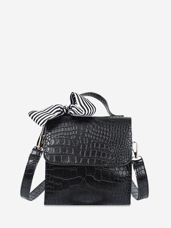 

Retro Textured Design Crossbody Bag, Black