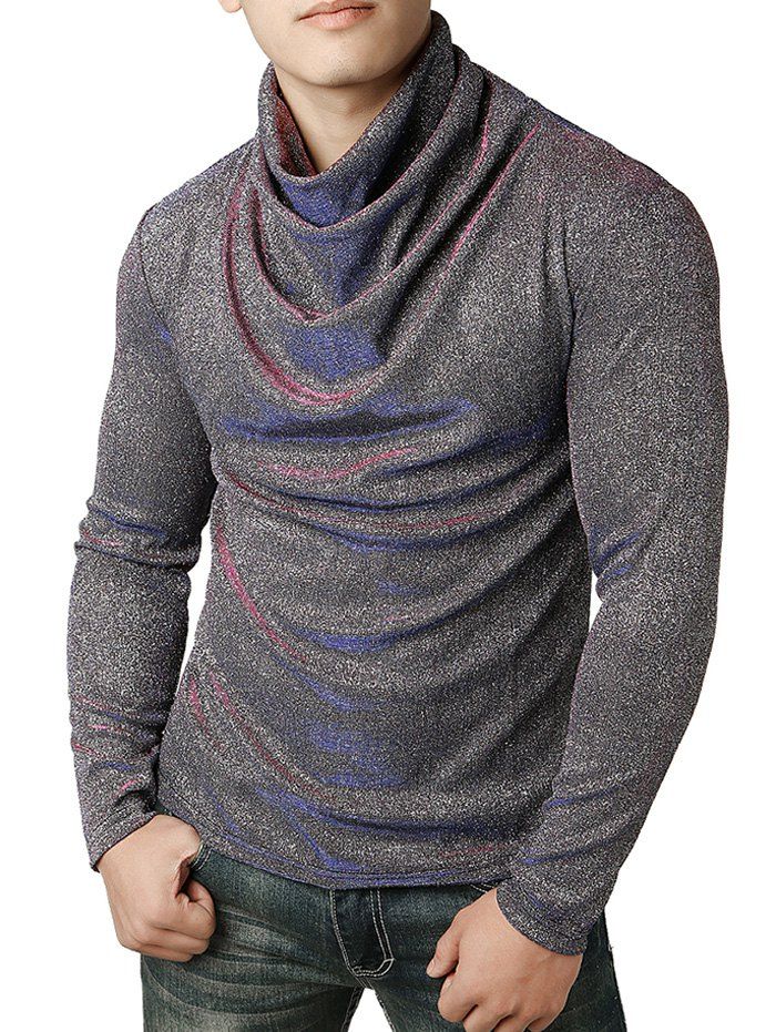 

Glitter Cowl Neck Long Sleeve Club Tee, Multi