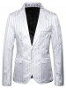 Vertical Striped Single Breasted Notch Lapel Blazer -  