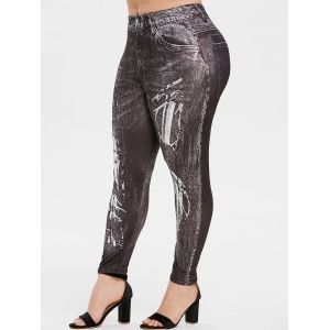 

Plus Size Skeleton Print Gothic Halloween 3D Jeggings, Black
