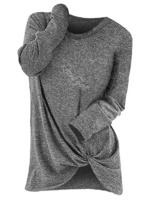 

Plus Size Space Dye Front Twist T Shirt, Dark gray
