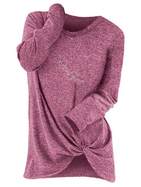 

Plus Size Space Dye Front Twist T Shirt, Pale violet red