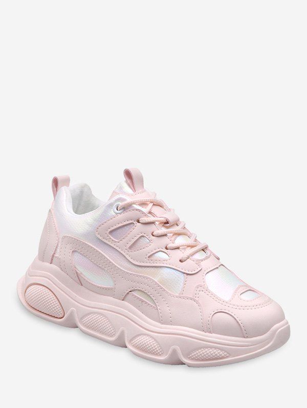 

Breathable Mesh Platform Dad Sneakers, Pink