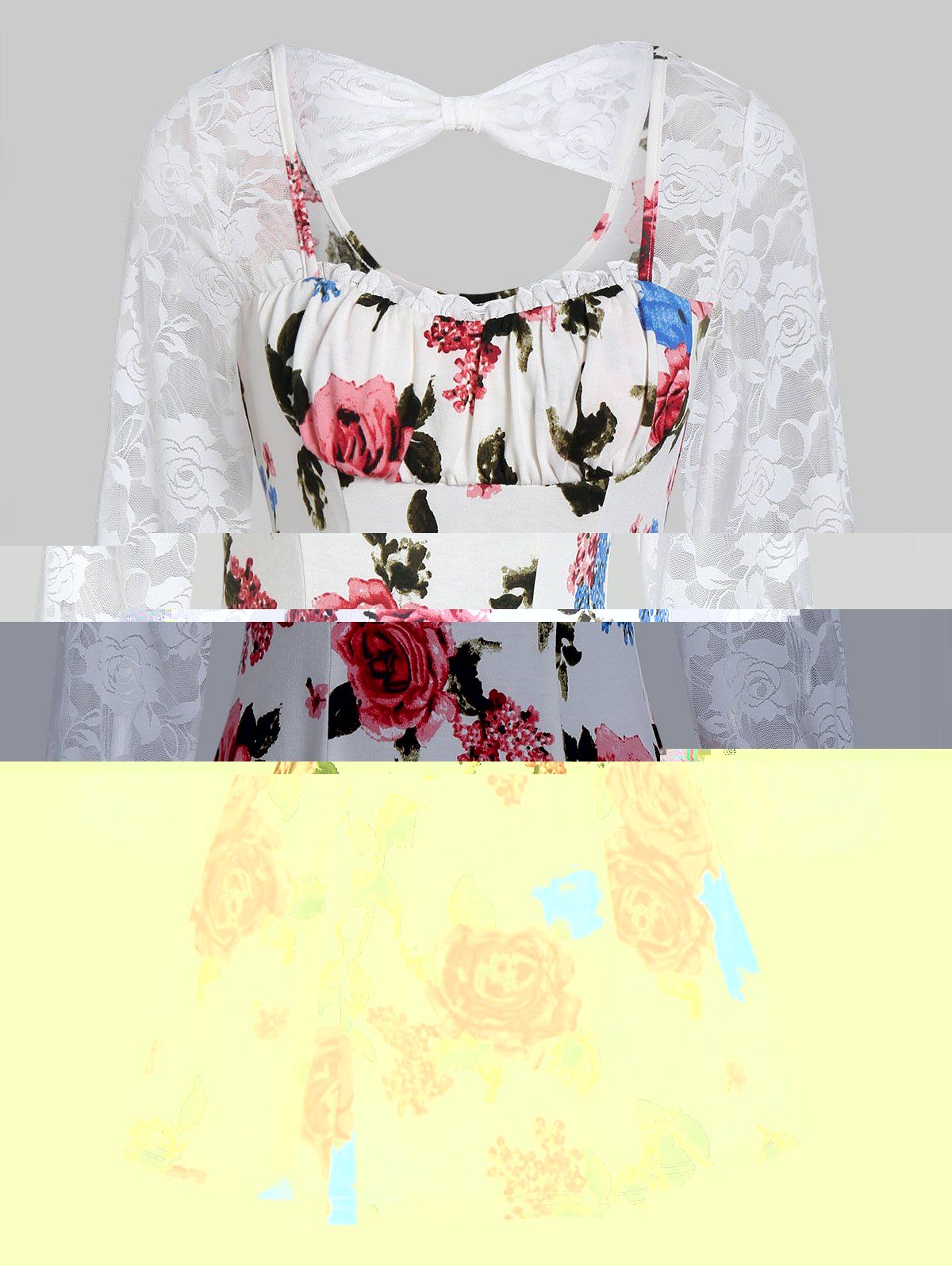 

Lace Insert Ditsy Print Cut Out T Shirt, White