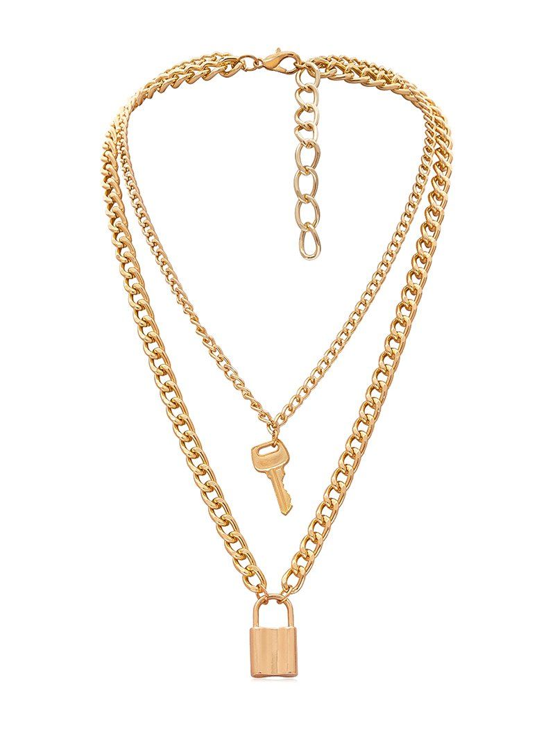 

Lock Key Decoration Alloy Necklace, Gold