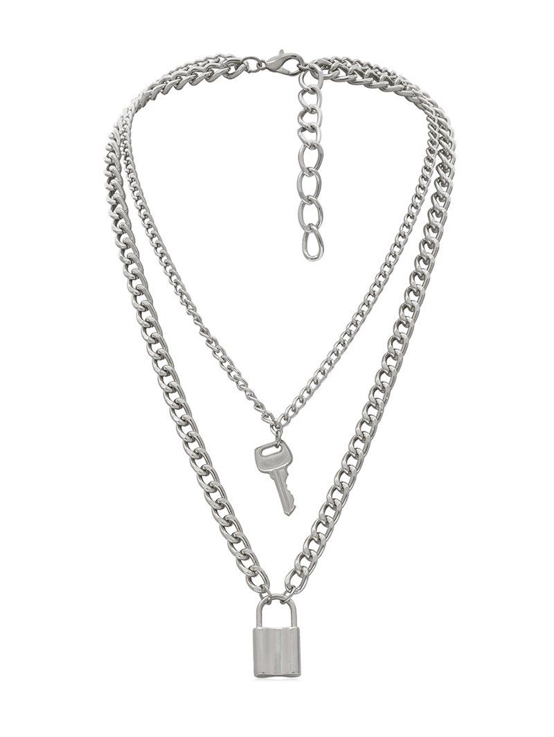 

Lock Key Decoration Alloy Necklace, Silver