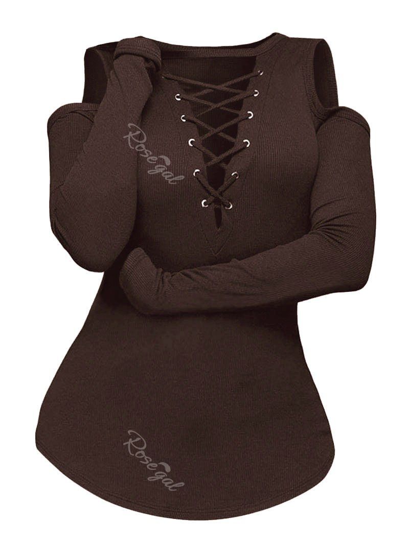 

Plus Size Low Cut Open Shoulder Criss Cross Ribbed Knitwear, Taupe