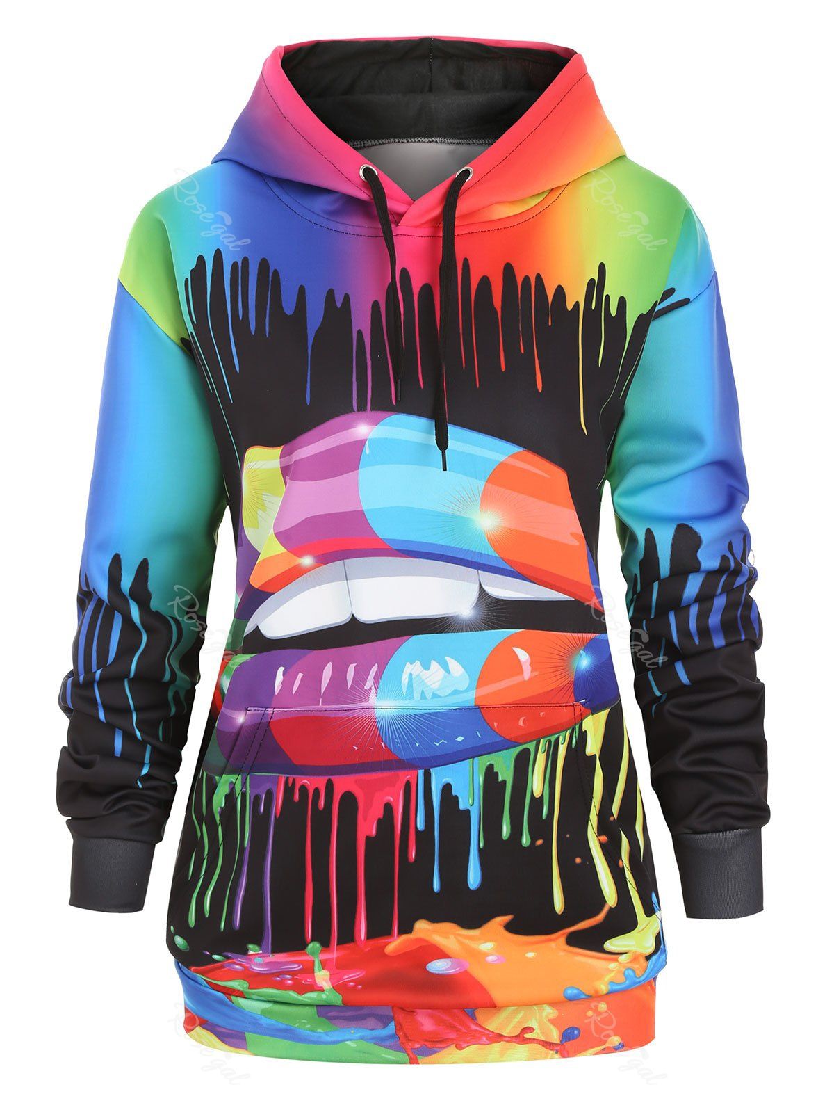 rainbow paint splatter hoodie