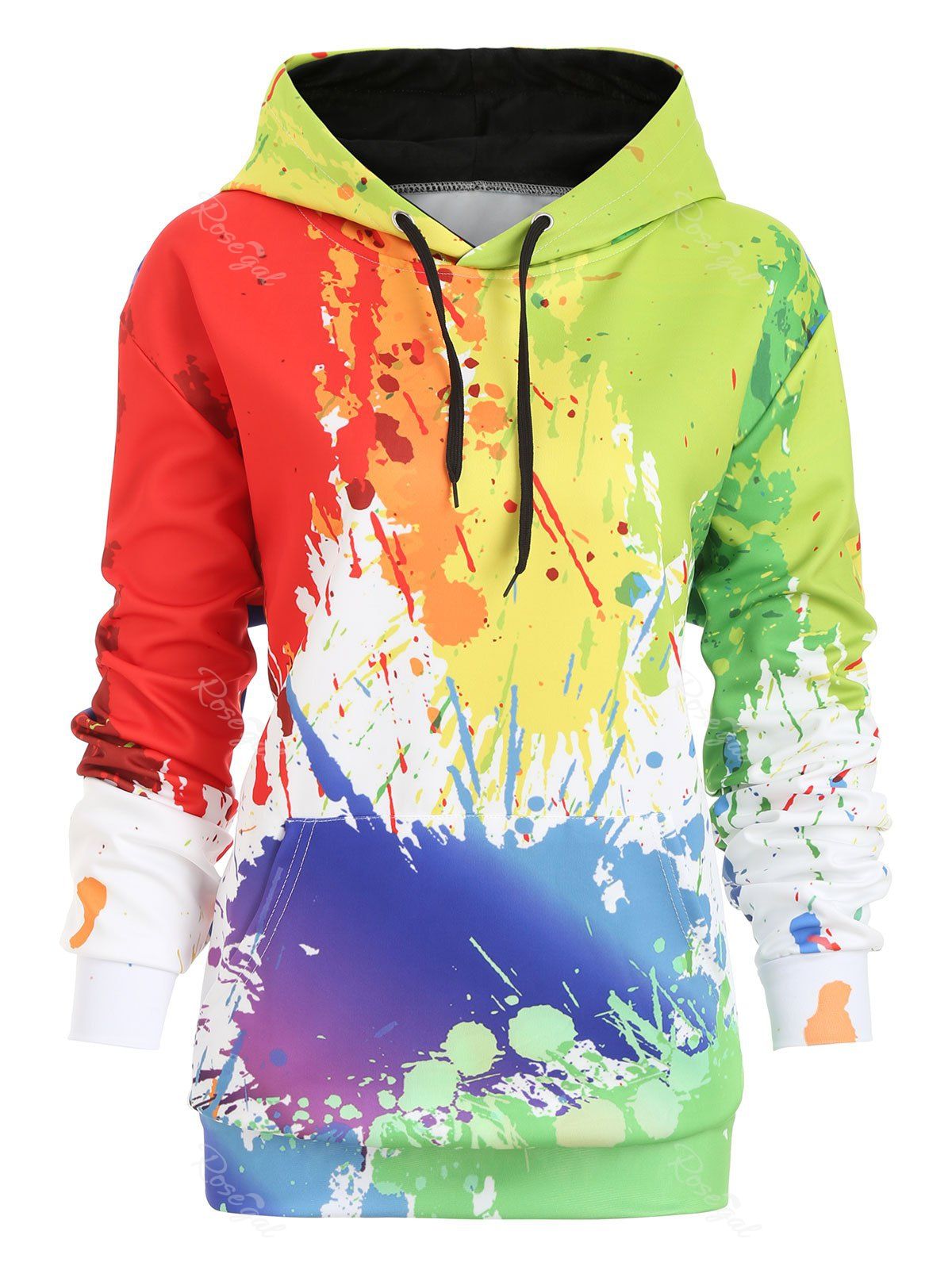 rainbow paint splatter hoodie