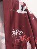 Cardigan Kimono Ouvert en Avant à Imprimé Vague de Mer - Rouge Vineux 3XL