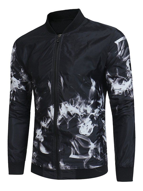 

Flame Print Casual Long Sleeves Jacket, White