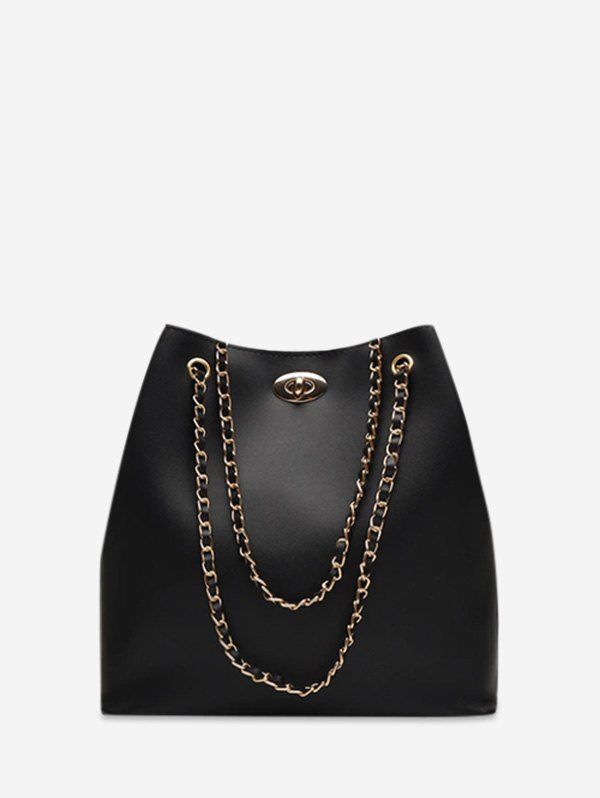 

Brief Chain Bucket Shoulder Bag, Black