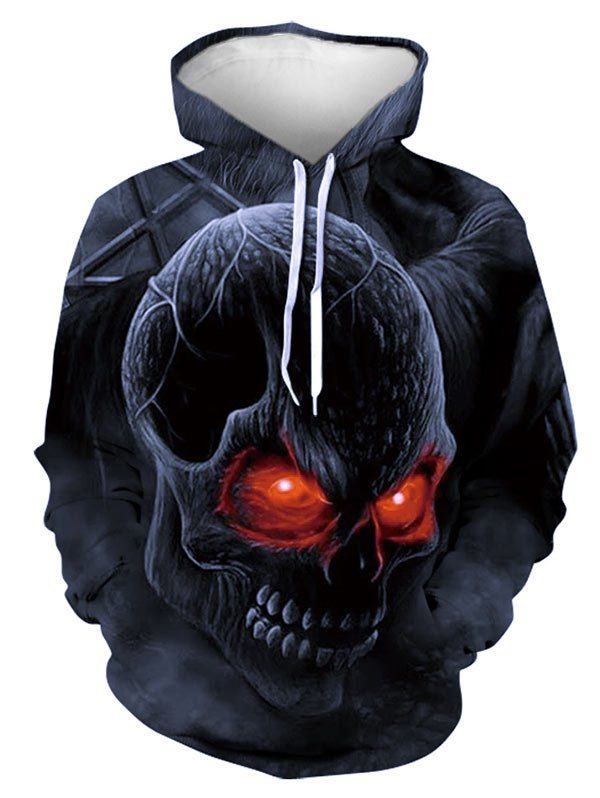 

Halloween Scary Skull Graphic Front Pocket Hoodie, Multi