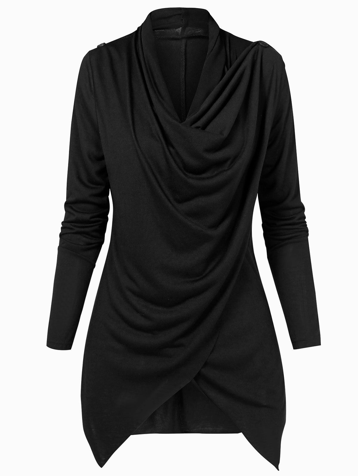 

Asymmetric Convertible Draped Cardigan, Black
