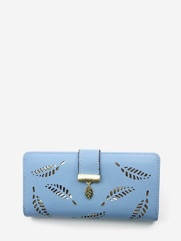 

Leaf Hollow Out Zipper Wallet, Crystal blue