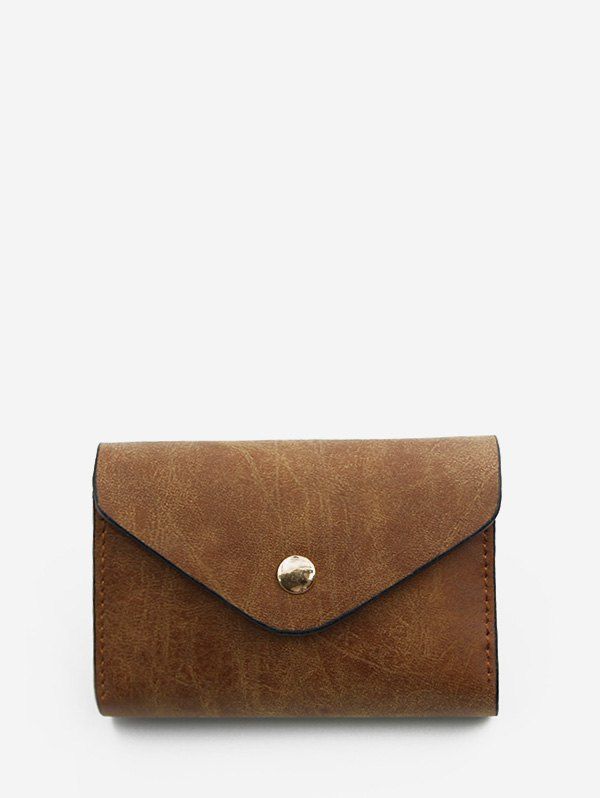

Snap Button PU Leather Card Bag, Deep brown