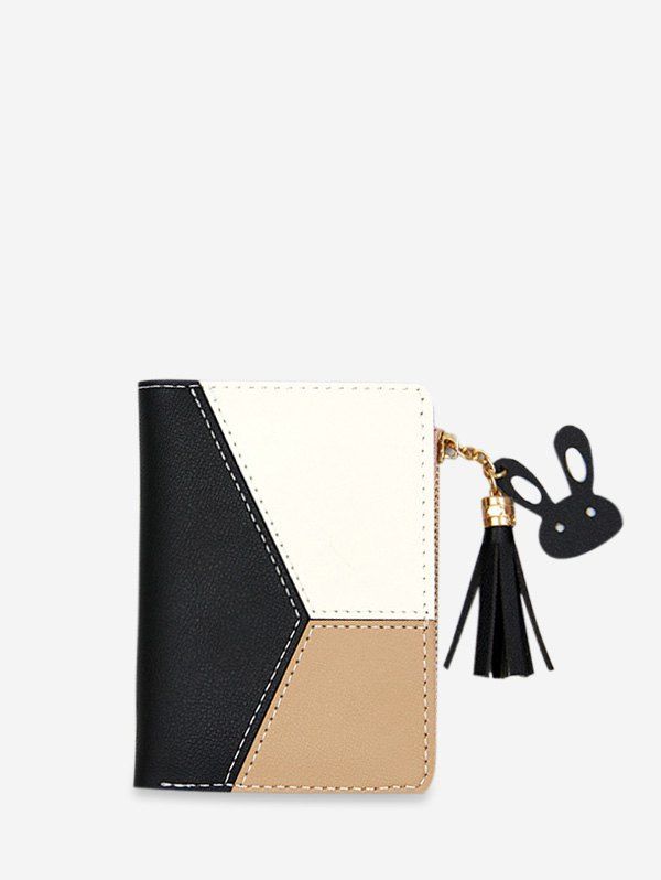 

Color Block PU Leather Card Holder, Black